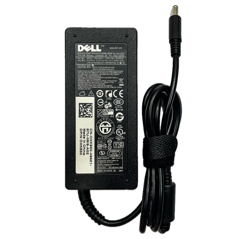 Dell 65W laptop charger adapter with small 4.5x3.0mm pin, 19.5V 3.34A