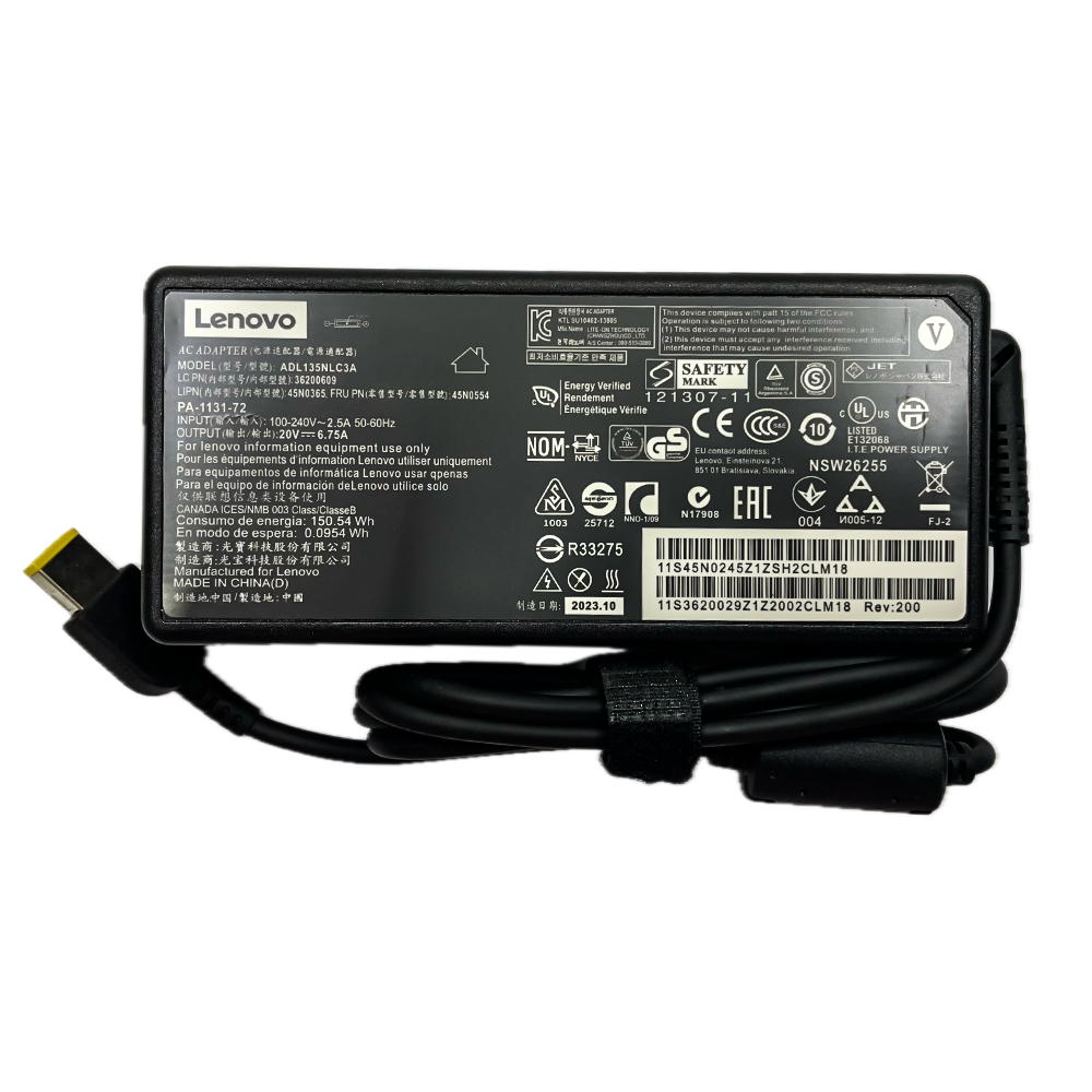 LE 135W_20V 6.75A_USB PIN Slim Lenovo 135W laptop charger adapter with slim USB pin connector, 20V 6.75A power supply
