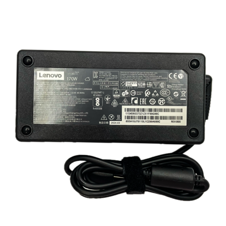 Lenovo 170W laptop charger adapter with slim tip USB pin connector, 20V high-power power supply