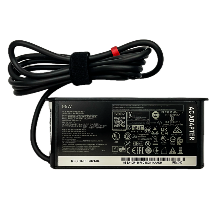 Lenovo 95W USB-C laptop charger adapter with Type-C connector, 20V 4.75A power supply